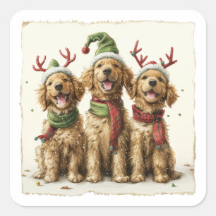 Golden Retriever Hunde Quadratischer Aufkleber
