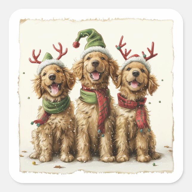 Golden Retriever Hunde Quadratischer Aufkleber (Vorderseite)