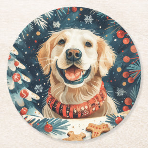 Golden Retriever Hunde Runder Pappuntersetzer