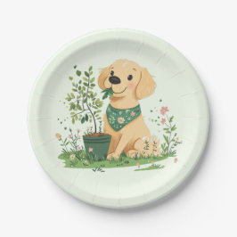 Golden Retriever Hundegarten Pappteller