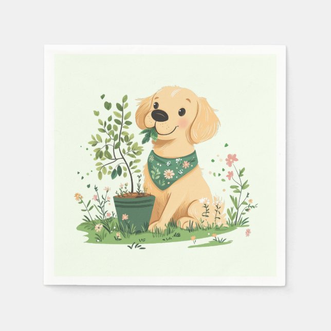 Golden Retriever Hundegarten Serviette (Vorderseite)