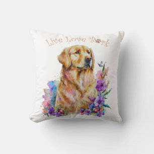 Golden Retriever Hundemama Blumen Kissen