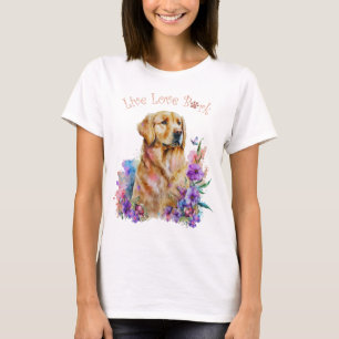 Golden Retriever Hundemama Blumen T-Shirt