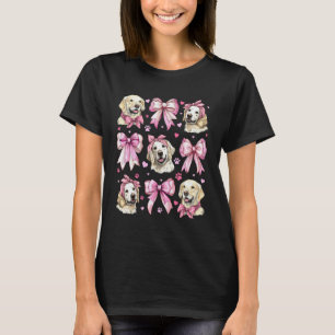 Golden Retriever Hundemama Mädchen Kokette Schleif T-Shirt
