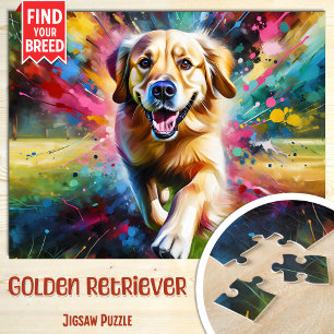 Golden Retriever Hundeporträt Acryl-Kunst Druck