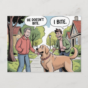 Golden Retriever I Beiße Lustige Cartoon Feiertagspostkarte