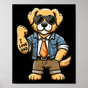 Golden Retriever I Liebe Vater Funny Dog Tattoo Poster