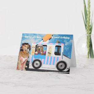 Golden Retriever Ice Creme Truck Geburtstag Karte