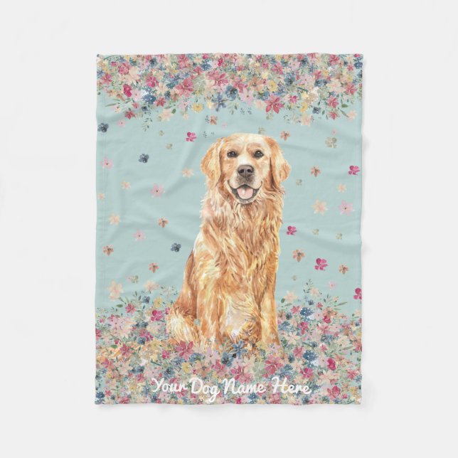 Golden Retriever Illustration Dog Hotel Pet Sitter Fleecedecke (Vorderseite)