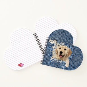 Golden Retriever im blauen Jeansloch  Notizbuch