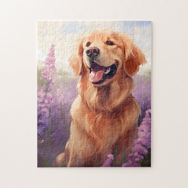 Golden Retriever im Lavendel-Feld (Vertikal)