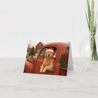 Golden Retriever im LKW Weihnachtskarte Dankeskarte