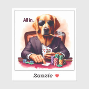 Golden Retriever im Poker Aufkleber