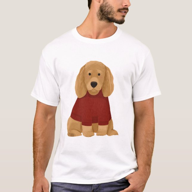 Golden Retriever im roten Pullover (Vorderseite)