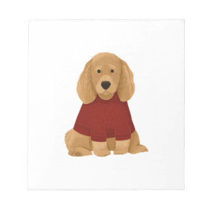 Golden Retriever im roten Pullover Notizblock