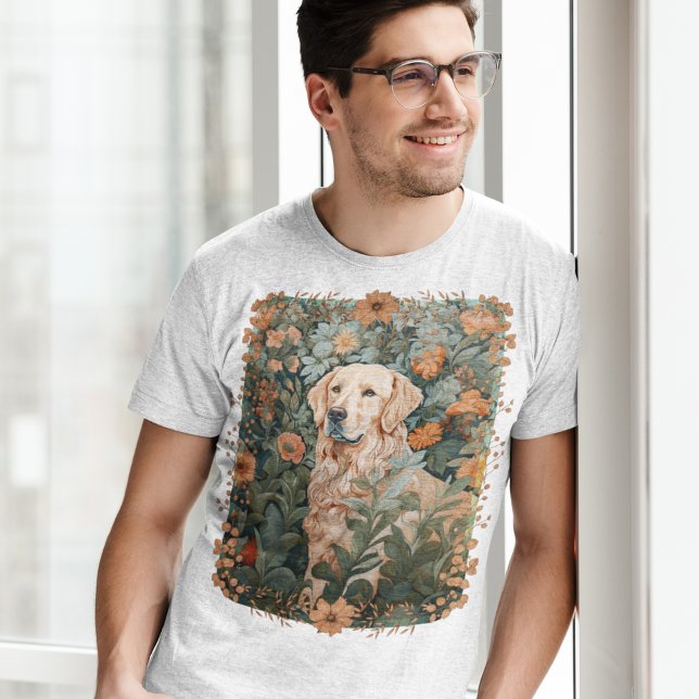 Golden Retriever im Stil von William Morris T-Shirt (Von Creator hochgeladen)