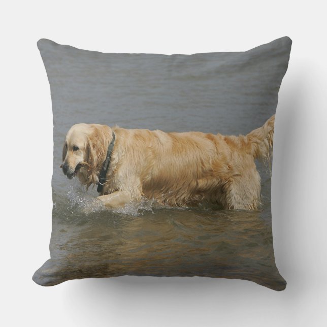 Golden retriever im Wasser Kissen (Vorderseite)