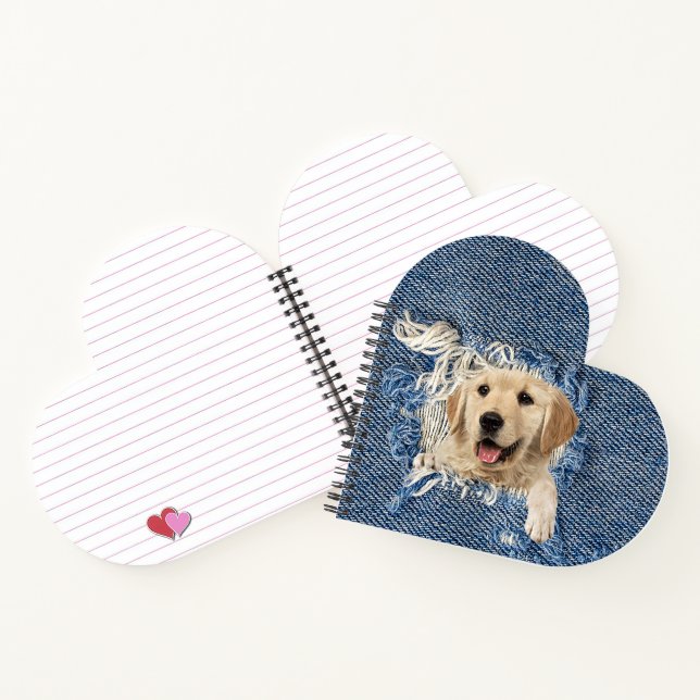 Golden Retriever in Blue Jean Hole Notizbuch (Innenseite)