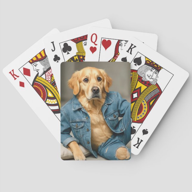 Golden Retriever in Blue Jeans Spielkarten (Rückseite)