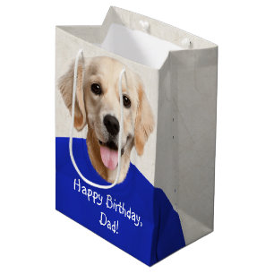 Golden Retriever in Blue T - Shirt Medium Geschenk Mittlere Geschenktüte