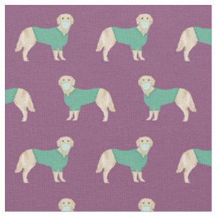 Golden Retriever in den Skulpturen lila Muster Stoff