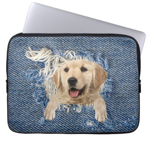 Golden Retriever in Denim Hole Laptopschutzhülle
