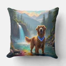Golden Retriever in Fantasy Rainbow River