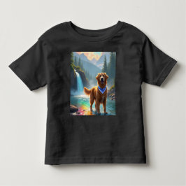 Golden Retriever in Fantasy Rainbow River Kleinkind T-shirt