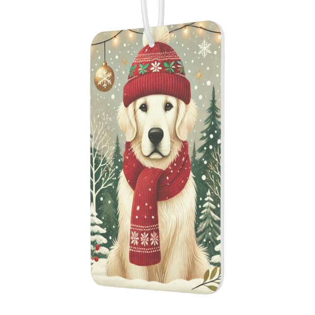 Golden Retriever in Festive Sweater - Cozy Christm Autolufterfrischer (Links)