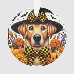 Golden Retriever in Hexenhut von Kürbissen Ornament