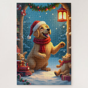 Golden Retriever in Santas Werkstatt Weihnachten