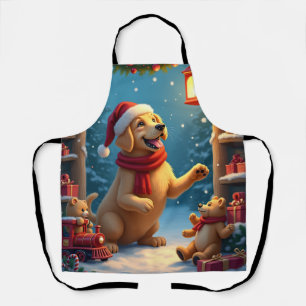 Golden Retriever in Santas Werkstatt Weihnachten Schürze