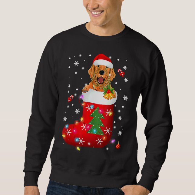 Golden Retriever in Socken Weihnachten Sweatshirt (Vorderseite)