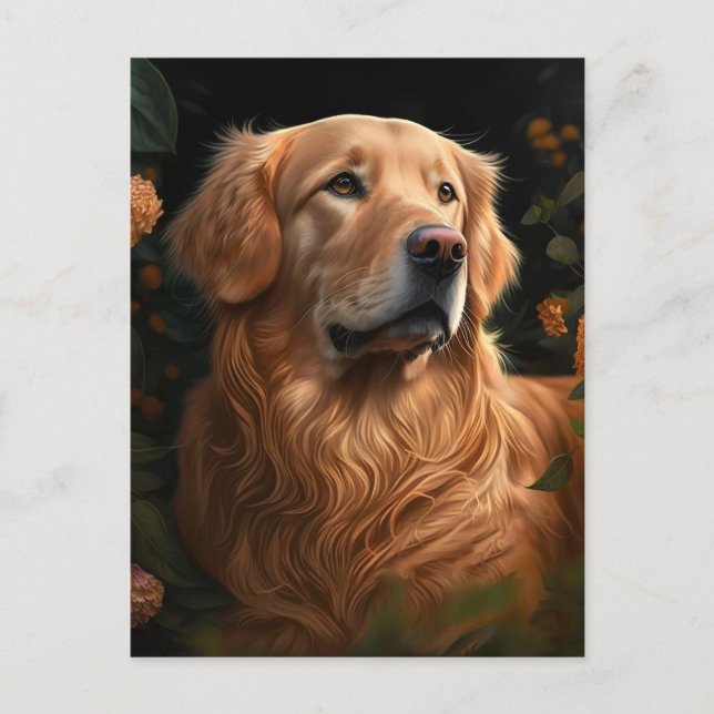 Golden Retriever in the Garden - Carte postale (Devant)