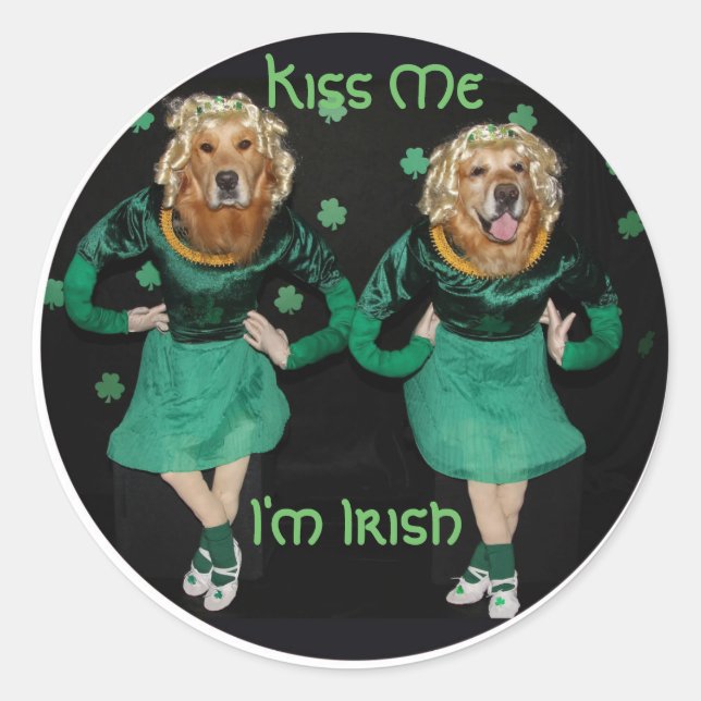 Golden Retriever Irish Stepdancers Runder Aufkleber (Vorderseite)