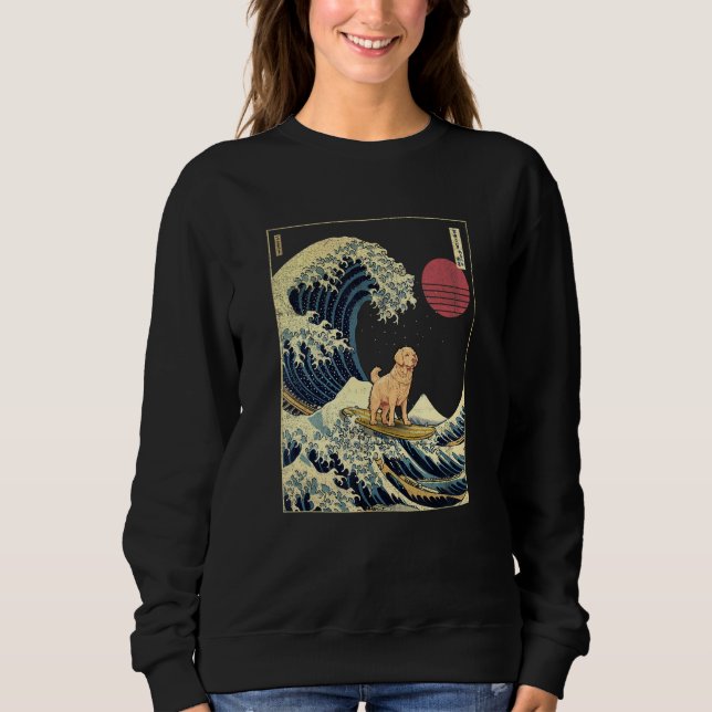 Golden Retriever Japanese Kanagawa Wave  Surf Dog Sweatshirt (Vorderseite)