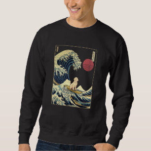 Golden Retriever Japanische Kanagawa Welle Surferh Sweatshirt