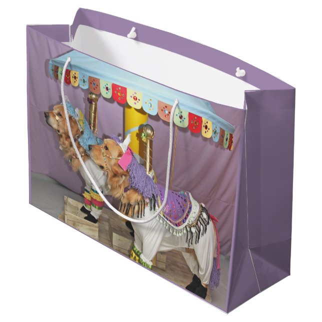 Golden retriever-Karussell Große Geschenktüte (Rückseite Schrägansicht)