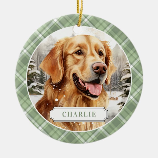 Golden Retriever Keramik Circle Ornament (Vorne)