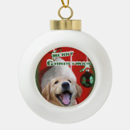 Golden Retriever Keramik Kugel-Ornament