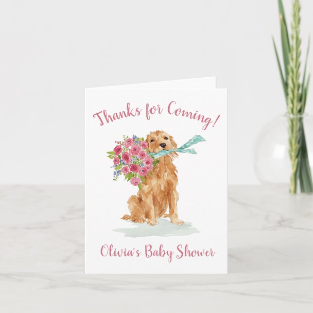 Golden Retriever Kinderdusche Danke, Cards Dankeskarte (Vorderseite)