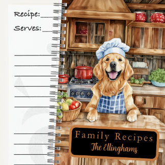 Golden Retriever Koch Spiral Rezeptbuch Notizbuch