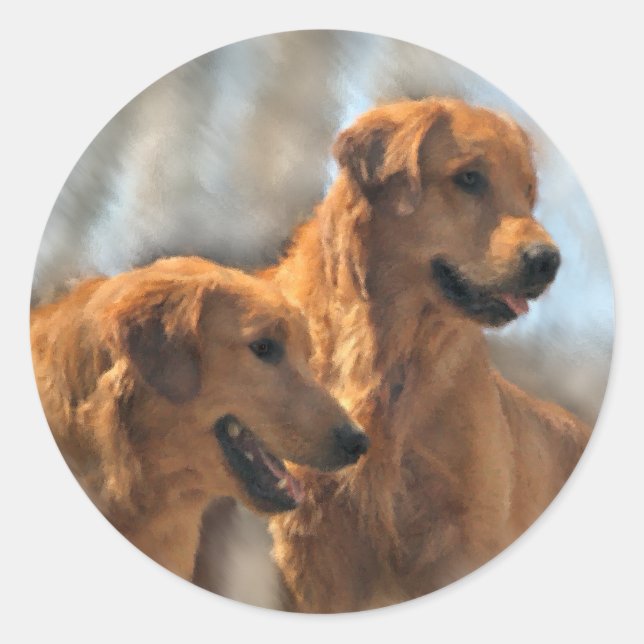 Golden Retriever Kunst Geschenke Runder Aufkleber (Vorderseite)