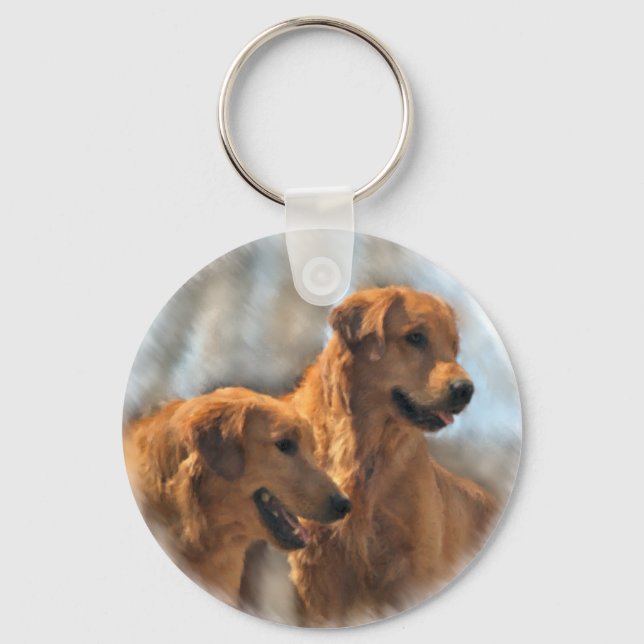 Golden Retriever Kunst Geschenke Schlüsselanhänger (Vorderseite)