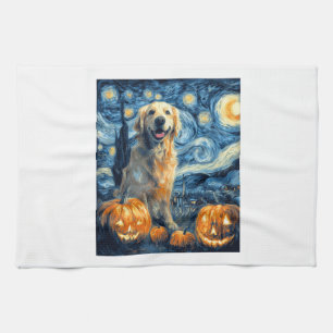 Golden Retriever Kürbis Sternennacht Hundemama Van Geschirrtuch