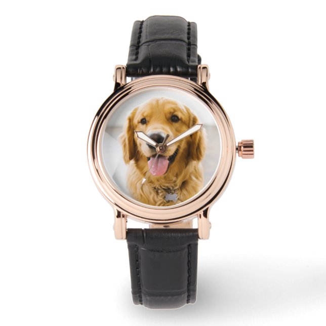 Golden Retriever Lächeln Armbanduhr (Vorderseite)