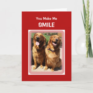 Golden retriever-Lächeln-Herz-Valentinstag-Karte Feiertagskarte