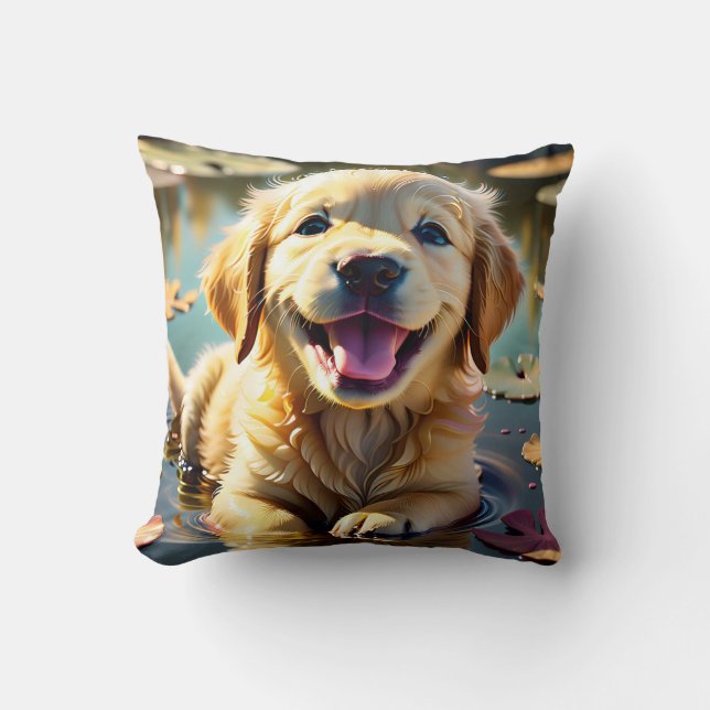 Golden Retriever Lächeln Kissen (Vorderseite)