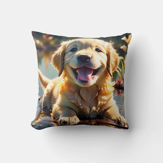 Golden Retriever Lächeln Kissen (Vorderseite)