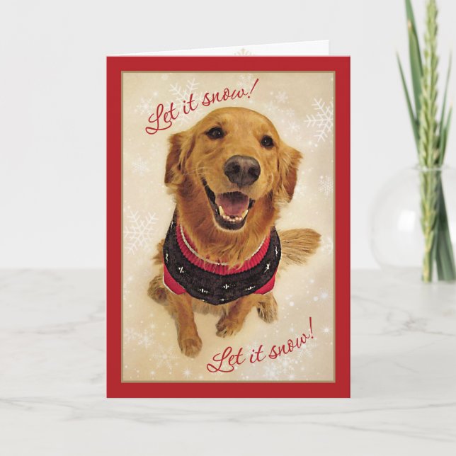 Golden Retriever Lasse Schnee!Weihnachtskarte Feiertagskarte (Vorderseite)